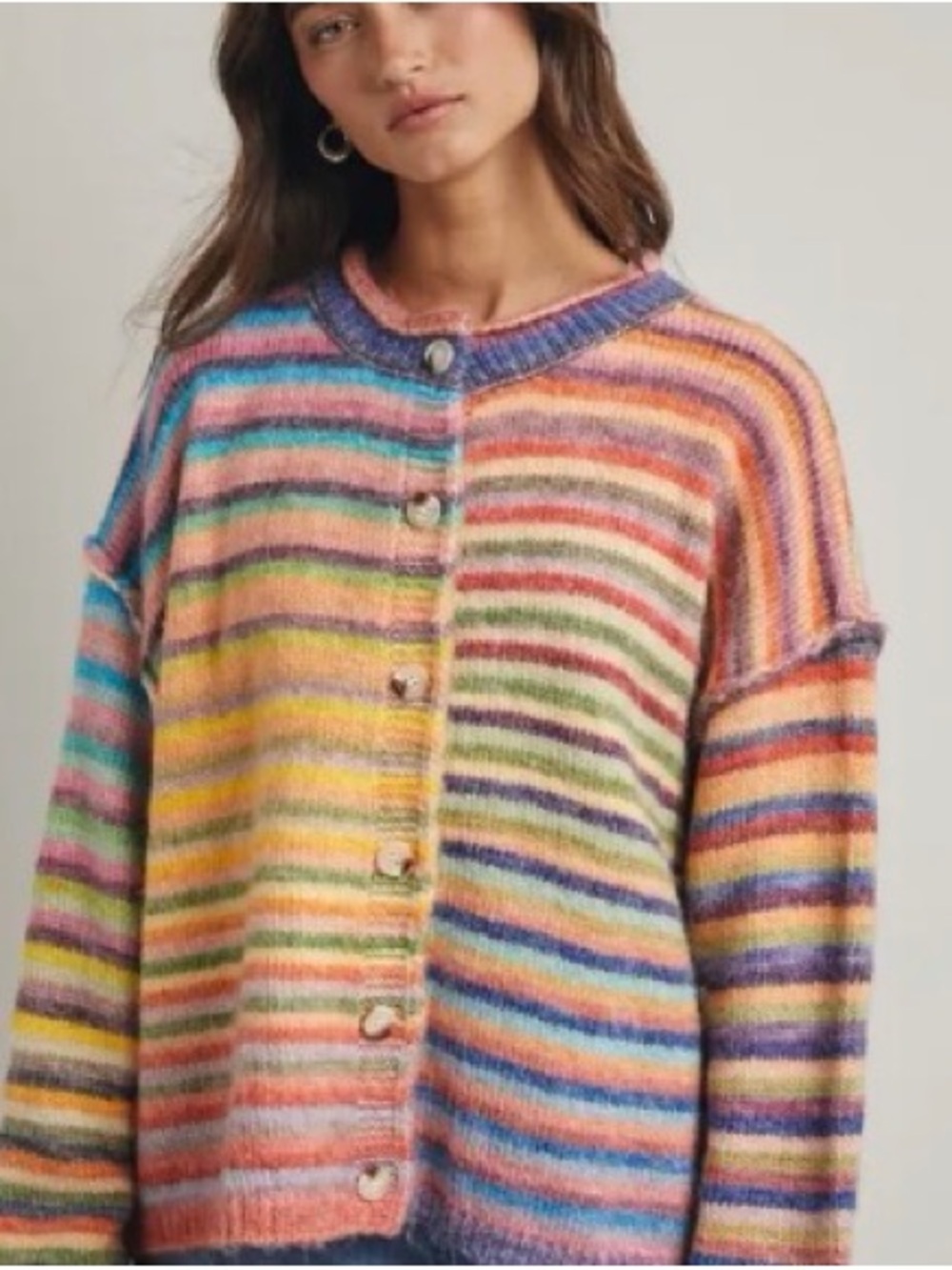 Wishlist Multicolor Striped Button-Front Cardigan